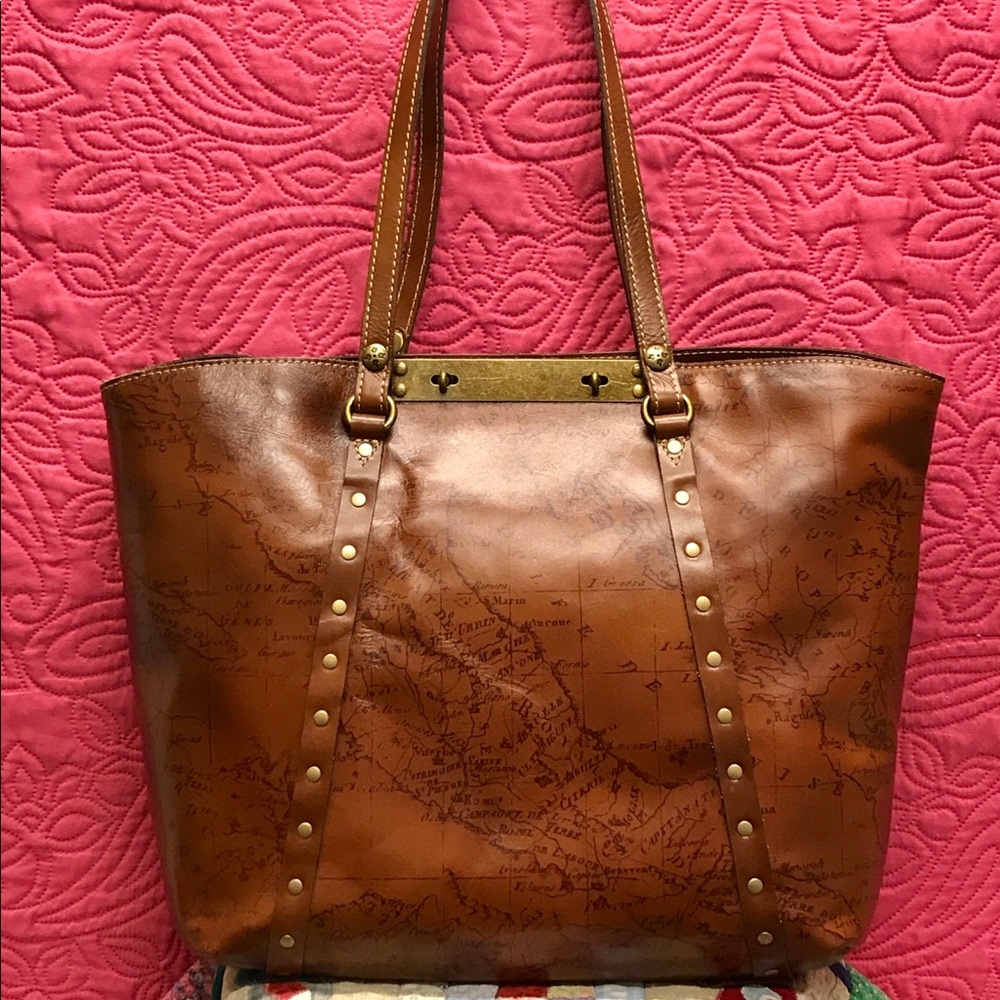 PATRICIA NASH BENVENUTO ITALIAN LEATHER MAP TOTE
